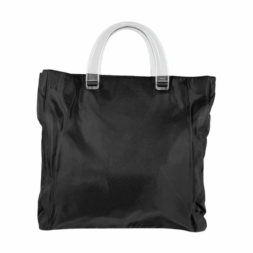 Prada Tessuto tote bag black contrasting clear acrylic top